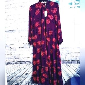 FLORAL PATTERN PINK AND PURPLE PRAIRIE LONG DRESS LADIES SIZE XS